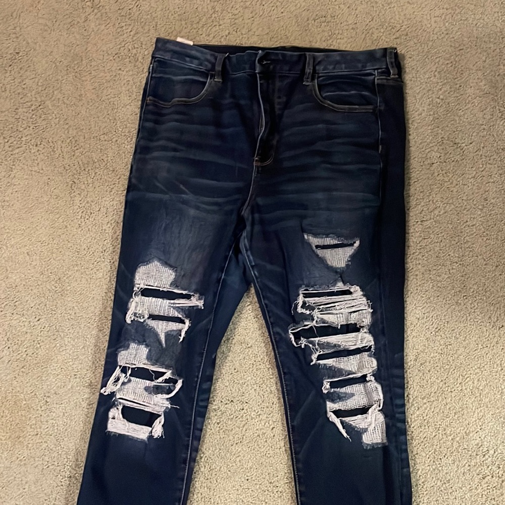 AE size 18 distressed curvy super hi-rise jeggings
